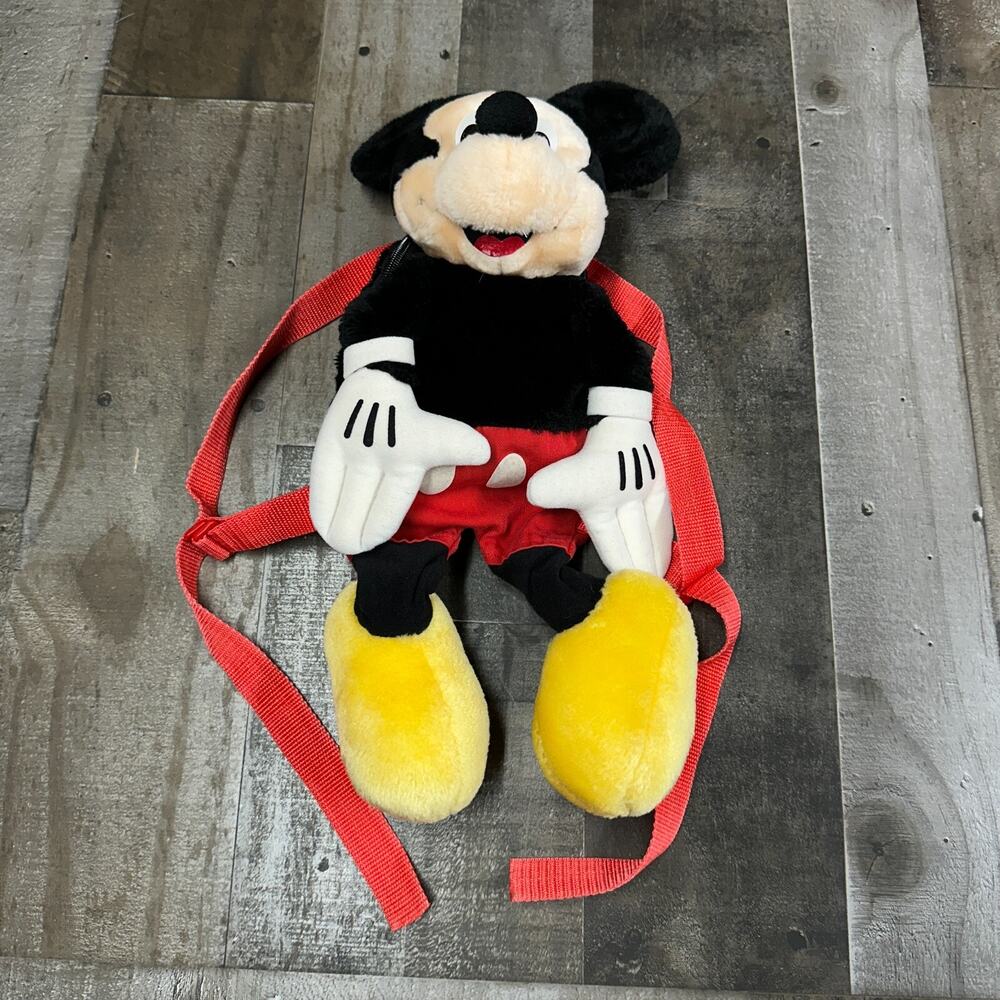 Mickey Mouse Disney Pyramid Stuff Plush Backpack‎ Zipper Adjustable Straps 17"